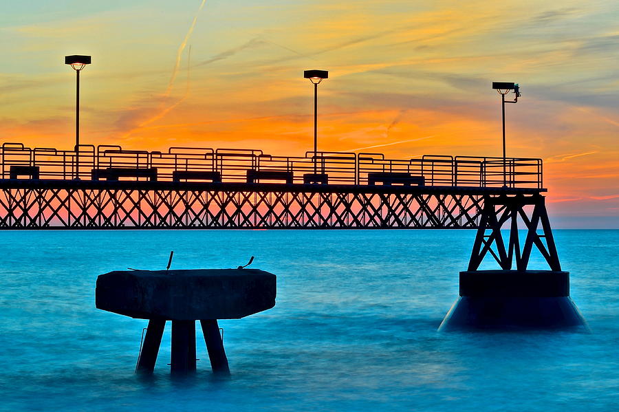 Cleveland Photograph - Sunset Pier by Frozen in Time Fine Art Photography