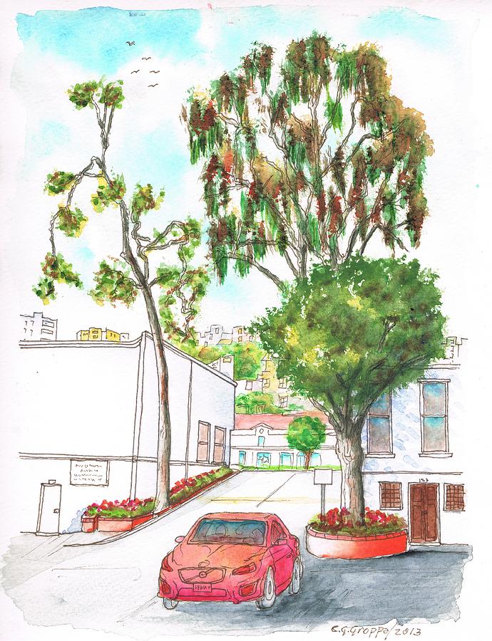 Sunset Plaza parking in West Hollywood, California Painting by Carlos G Groppa