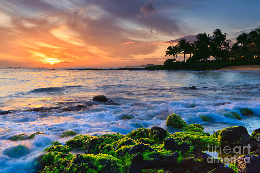 Sunset Photograph - Sunset at Poipu Beach - Kauai by Henk Meijer Photography