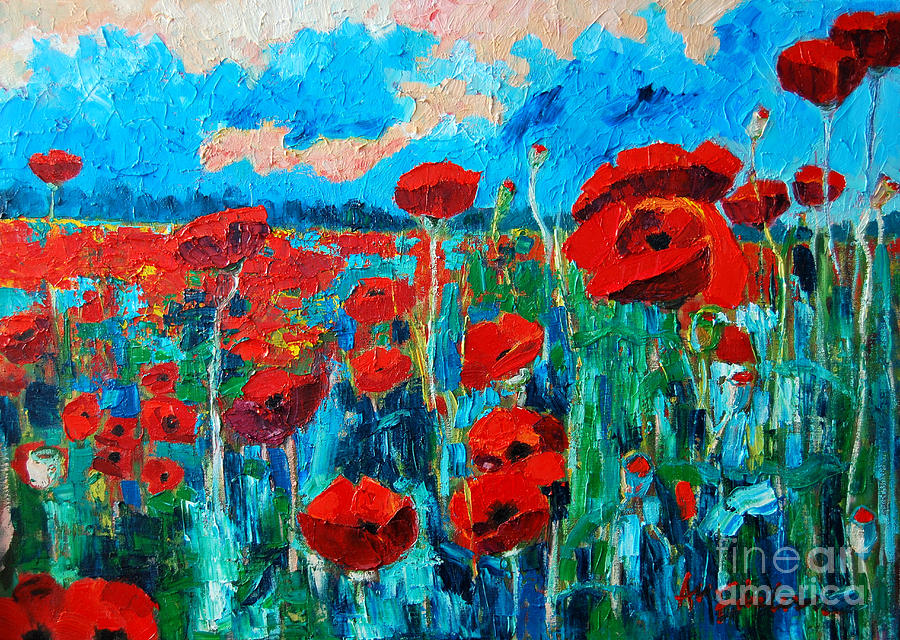 Sunset Poppies Painting by Ana Maria Edulescu