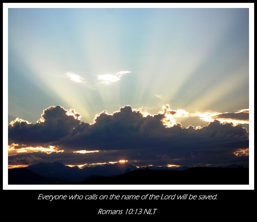 Sunset Rays w/scripture Photograph by Kevin B Bohner