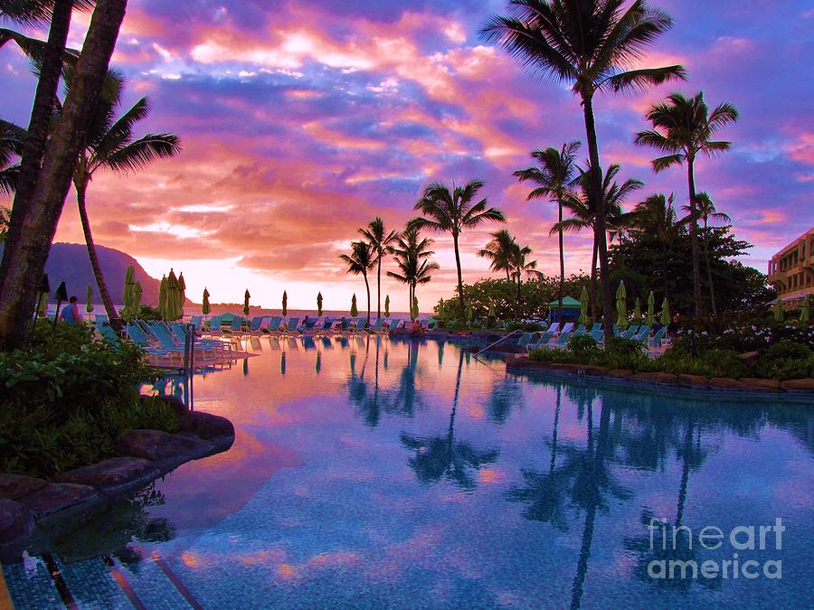 Sunset Reflection St Regis Pool Photograph by Michele Penner