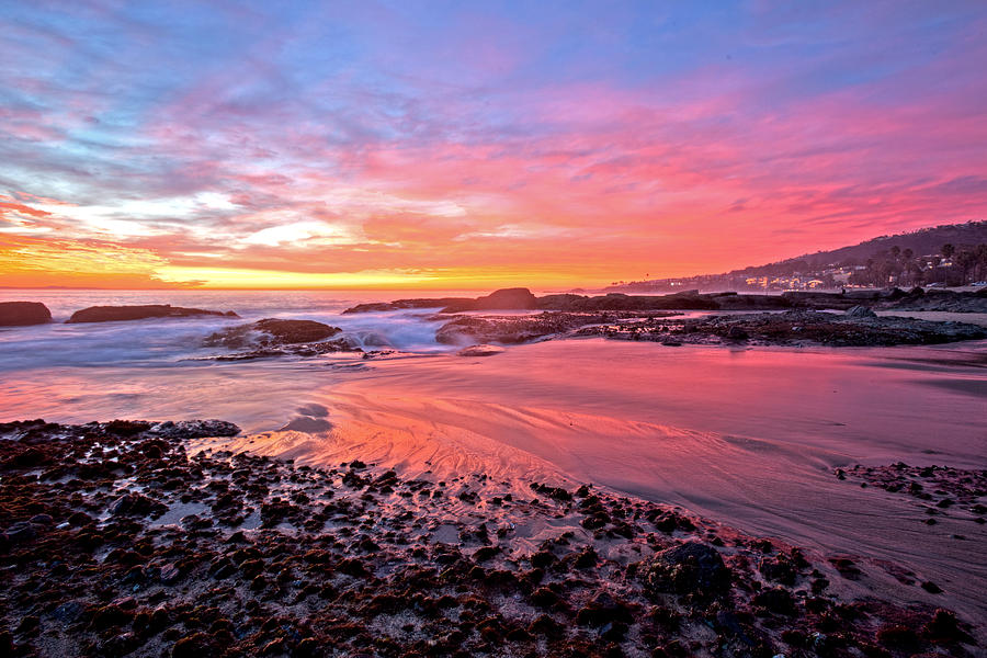 Sunset Reflections Aliso Creek Beach Photograph by Cliff Wassmann