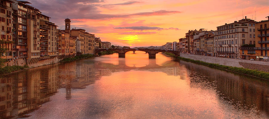 Sunset Reflections in Florence Italy Photograph by Bob Coates