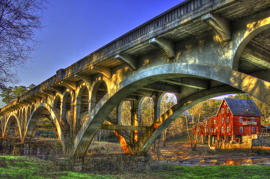 Sparta GA Millmore Mill and Bridge Sunset Reflections Hancock County