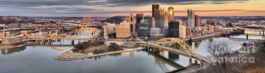 Sunset Reflections Of Pittsburgh Photograph by Adam Jewell