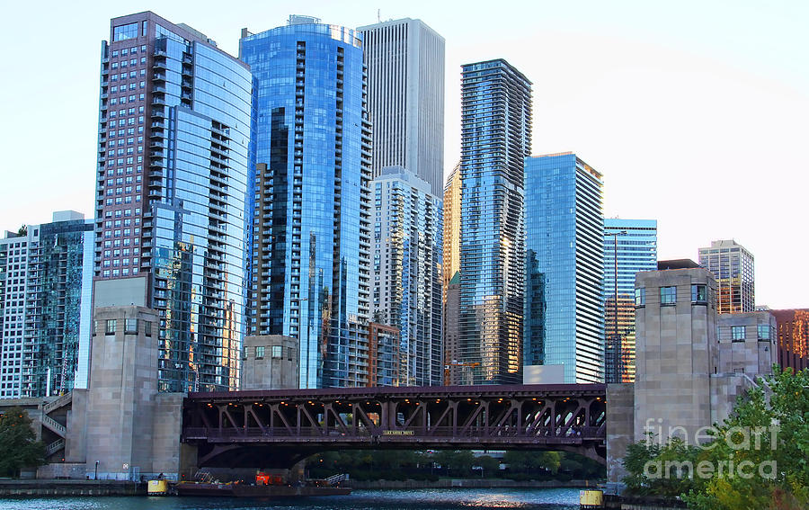 Sunset Reflections on Chicago 9671 Photograph by Jack Schultz