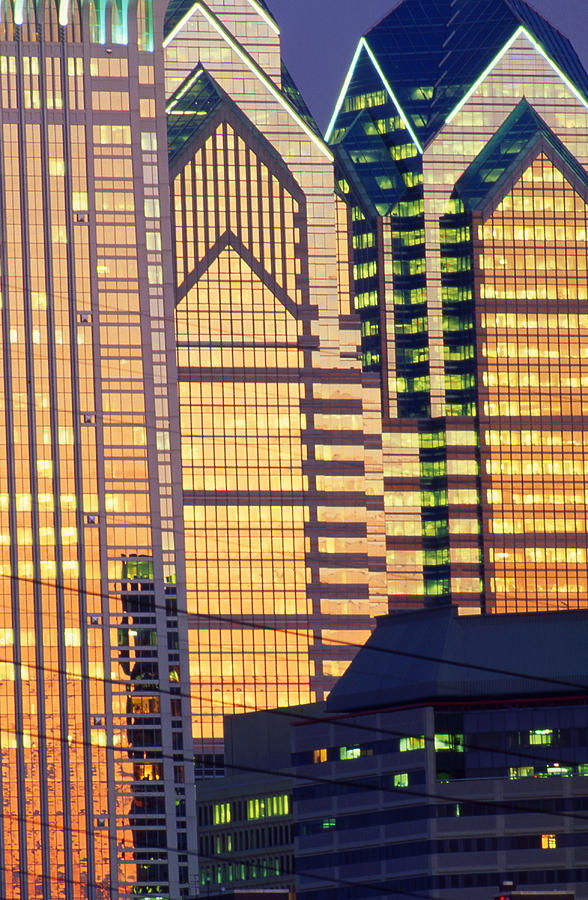 Sunset reflections Philadelphia Pennsylvania skyscrapers reflect sunset Photograph by Blair Seitz