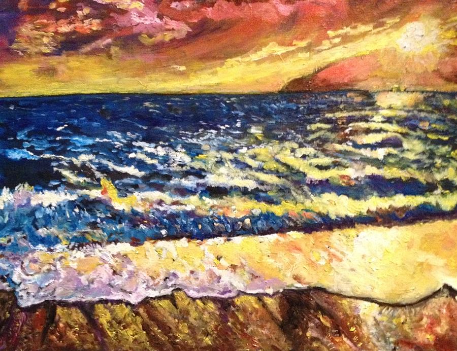 Sunset Rest - Drama at Sea Painting by Belinda Low