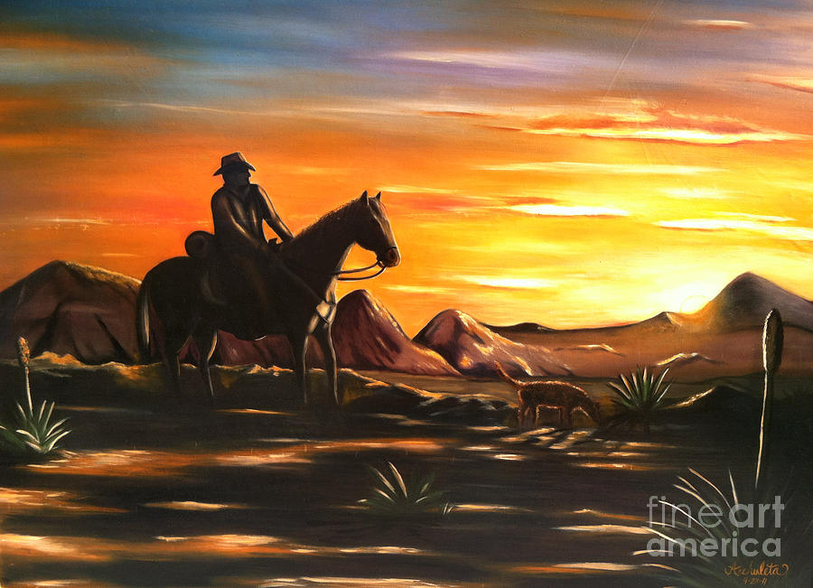 Sunset Rider Painting by Ruben Archuleta - Art Gallery