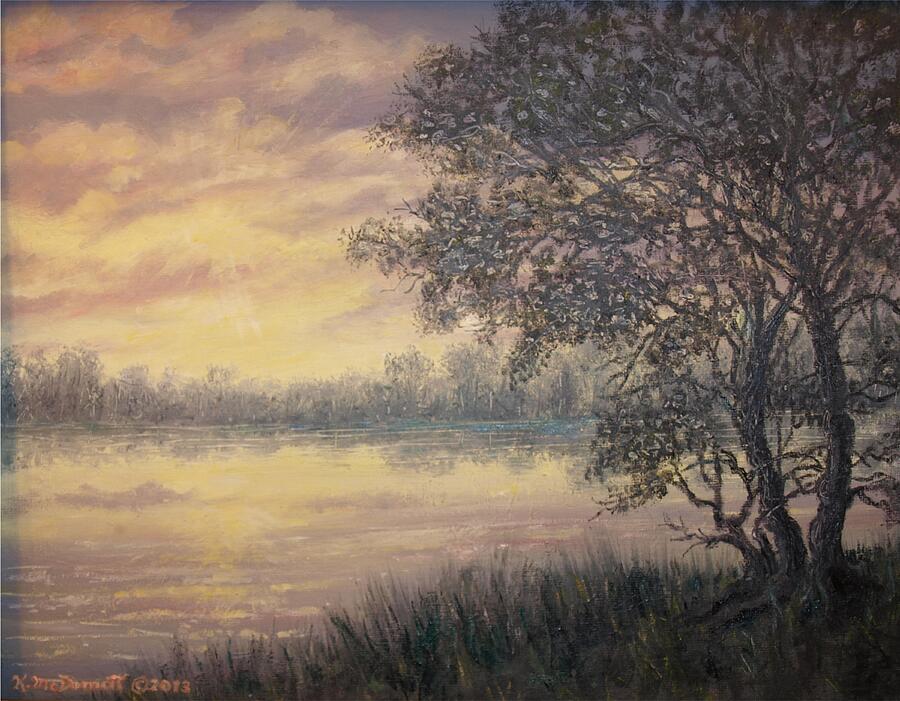Sunset River # 3 by K. McDermott Painting by Kathleen McDermott