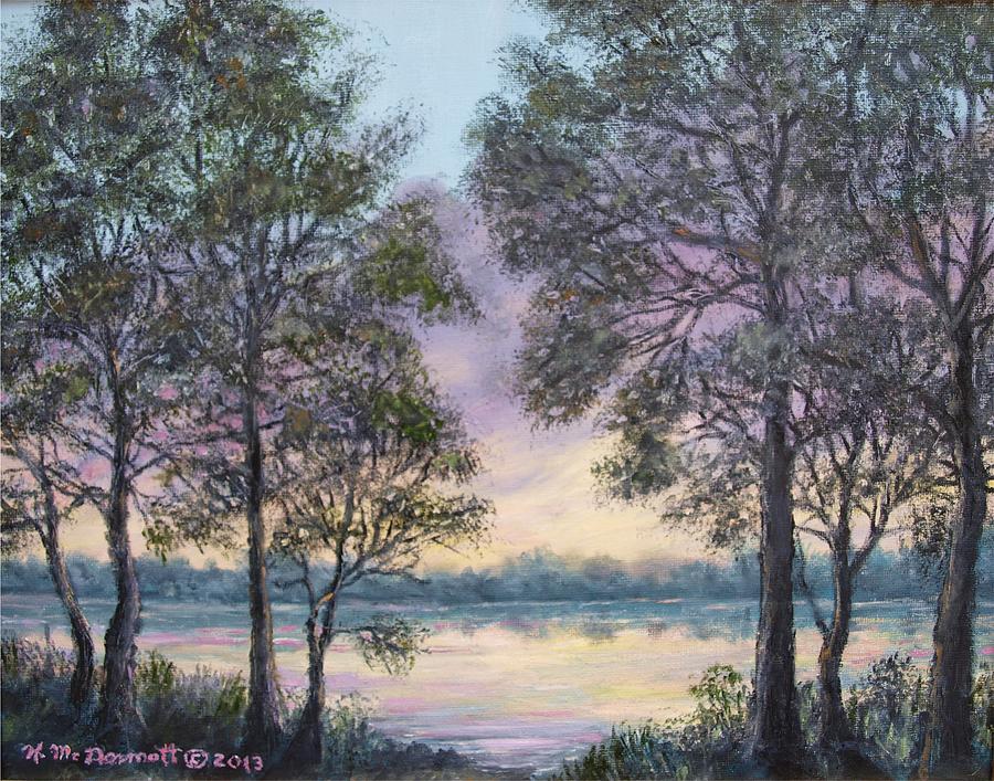 Sunset River # 4 by K. McDermott Painting by Kathleen McDermott
