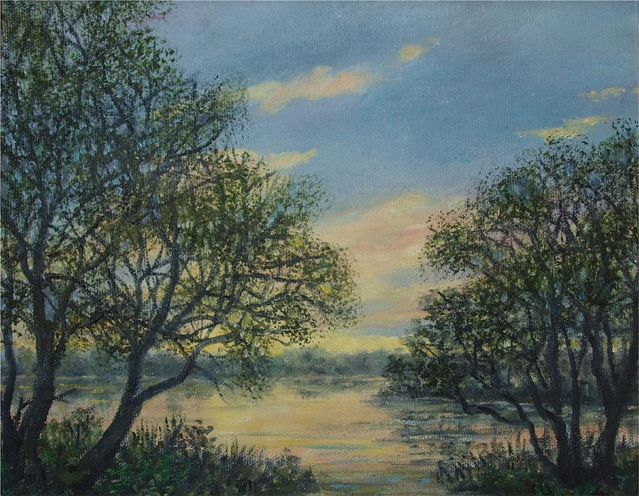 Sunset River # 6 by K. McDermott Painting by Kathleen McDermott