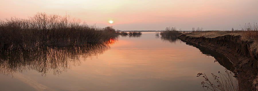 Sunset  river panorama Digital Art by Vitaliy Gladkiy