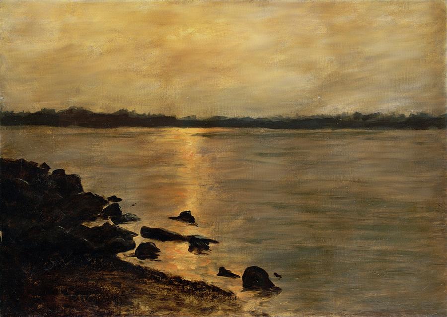 Sunset River Potomac River Washington Dc Maryland Painting by G Linsenmayer