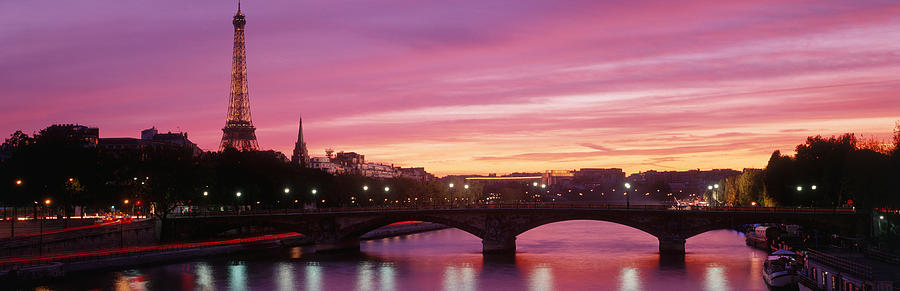 Paris Photograph - Sunset, Romantic City, Eiffel Tower by Panoramic Images