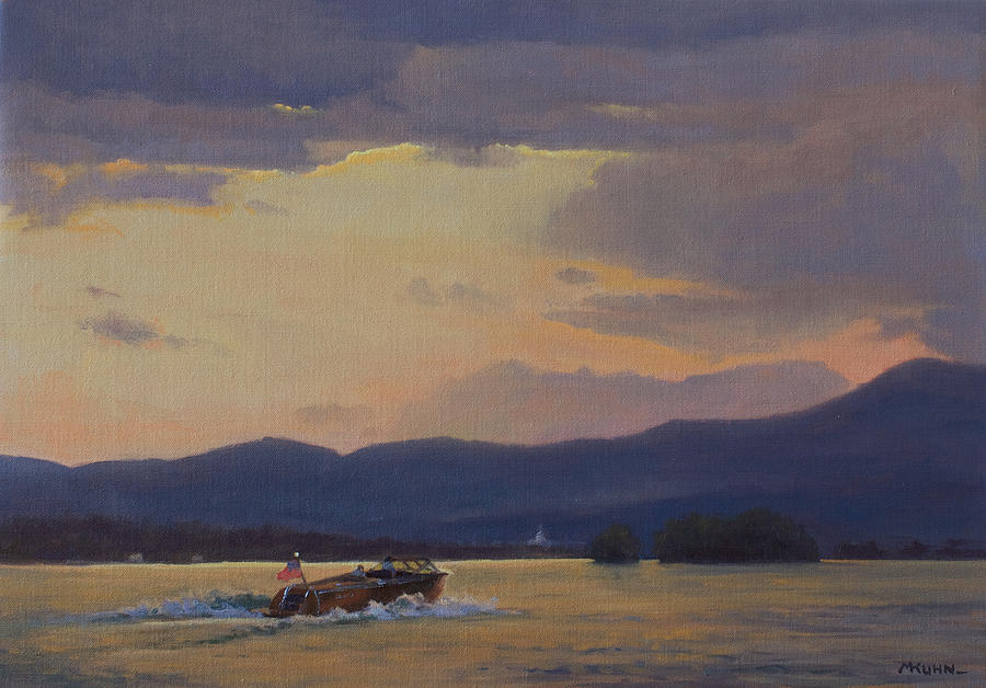 Sunset Painting - Sunset Run to Bolton Landing by Marianne Kuhn