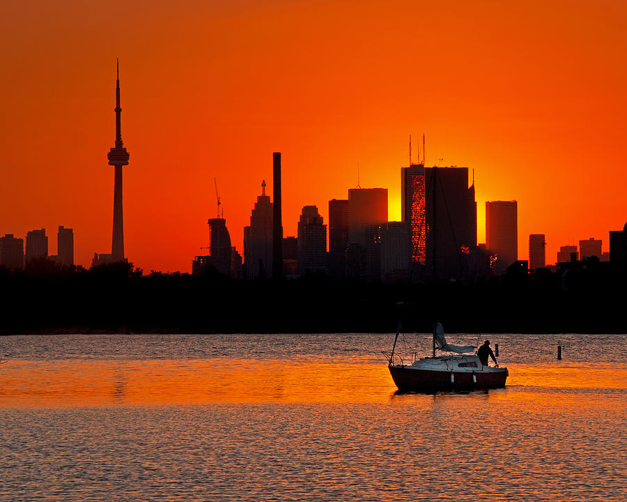 Sunset Sail Ashbridges Bay Toronto Canada Photograph by Brian Carson