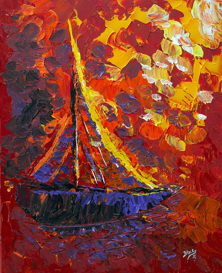 Sunset Sail Painting by Donna Blackhall