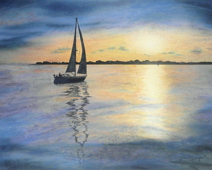 Sunset Sail Painting by Lizbeth McGee