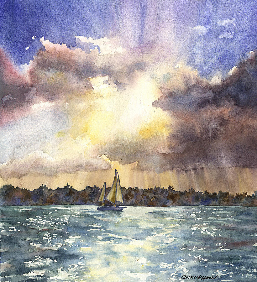 Sailing into the Sunset Painting by Anne Gifford
