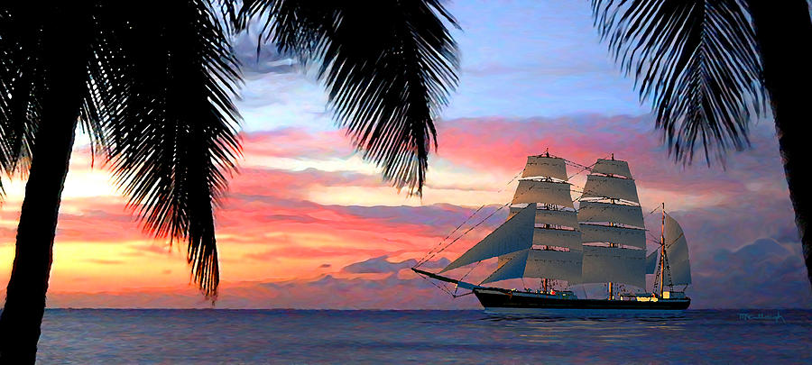 Sunset Sailboat filtered Digital Art by Duane McCullough