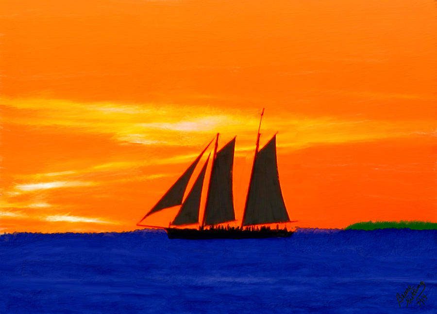 Sunset Sailing Painting by Bruce Nutting