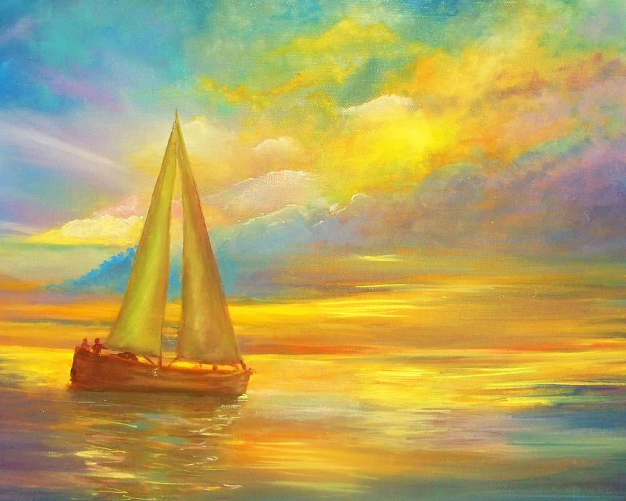 Sunset Sailing Painting by Lynda McDonald