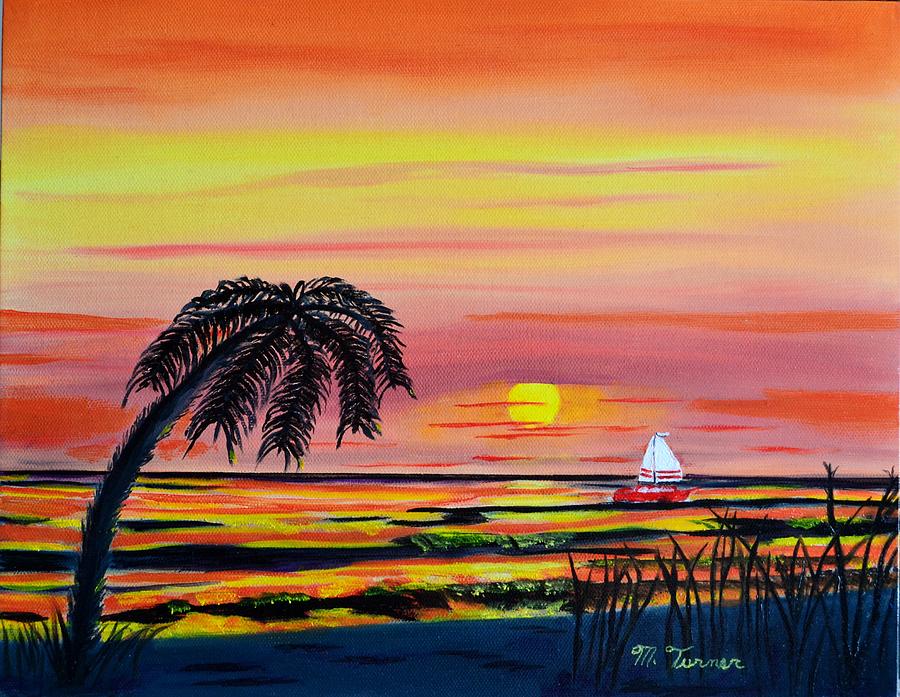 Sailing at Sunset Painting by Melvin Turner