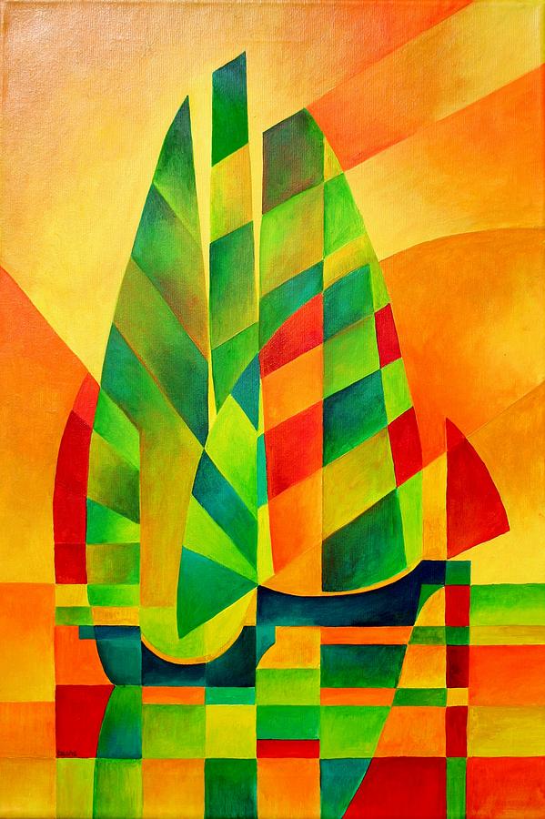 Sunset Sails and Shadows Painting by Taiche Acrylic Art