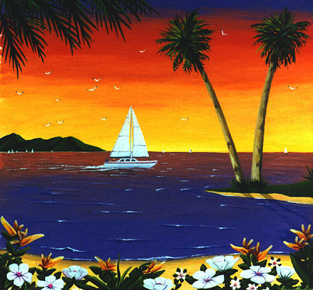 Sunset Sails Painting by Lance Headlee