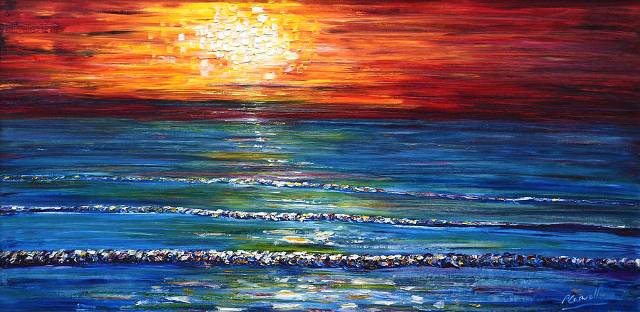 Sunset Saunton Sands I Painting by Pete Caswell
