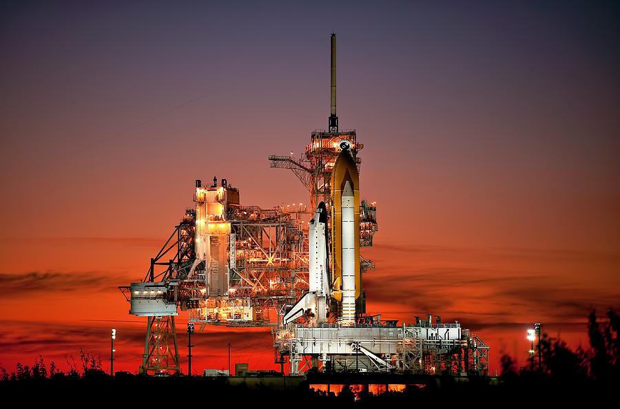 Space Photograph - Sunset Shuttle by Ricky Barnard