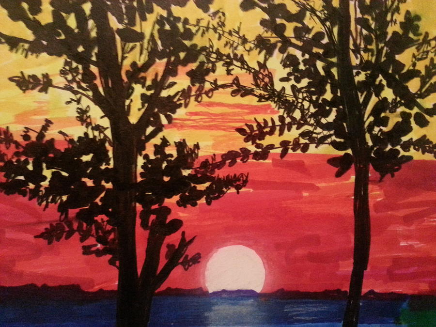 Sunset Silhouette Drawing by Matthew Paris - Fine Art America