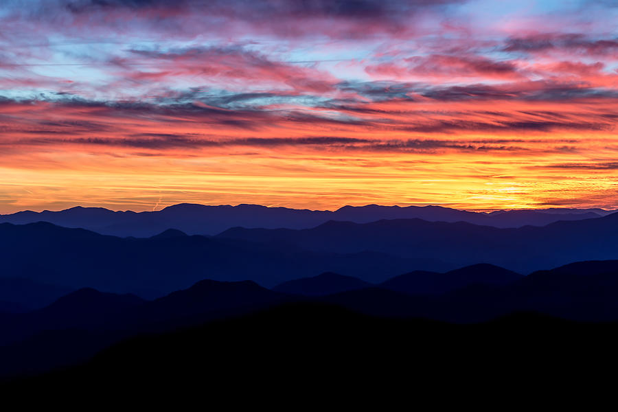 Fall Photograph - Sunset Silhouette on the Blue Ridge Parkway by Andres Leon
