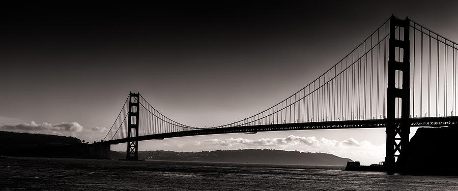 Sunset Silhouette Panoramic View Of The Golden Gate Bridge Photograph ...