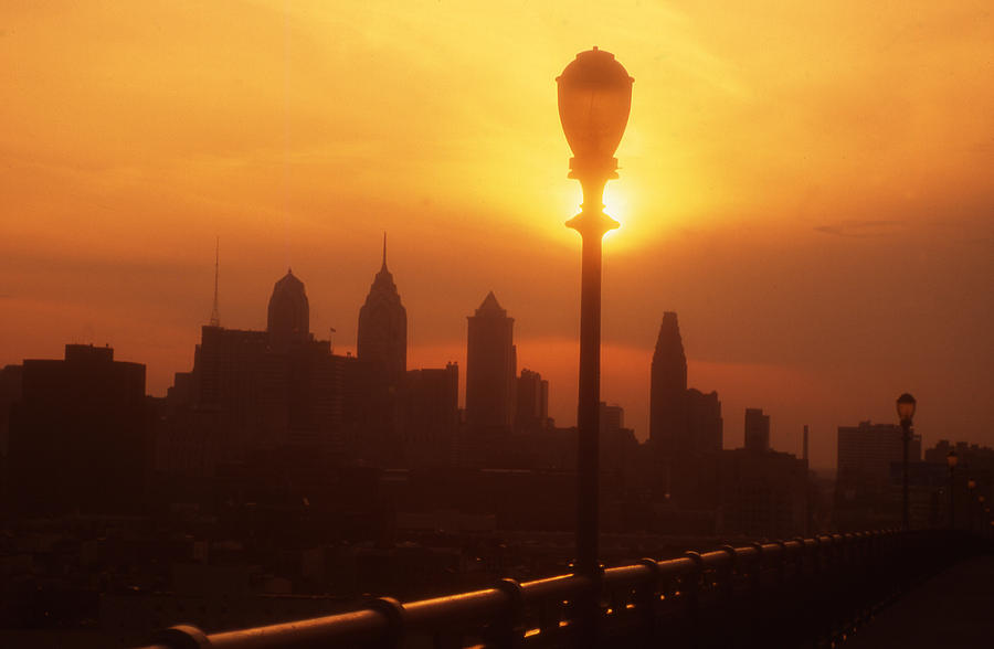 Philadelphia Skyline Photograph - Sunset silhouette Philadelphia by Blair Seitz