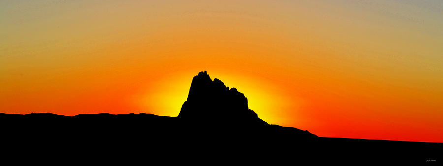 Sunset Silhouette - Shiprock  Photograph by George Bostian