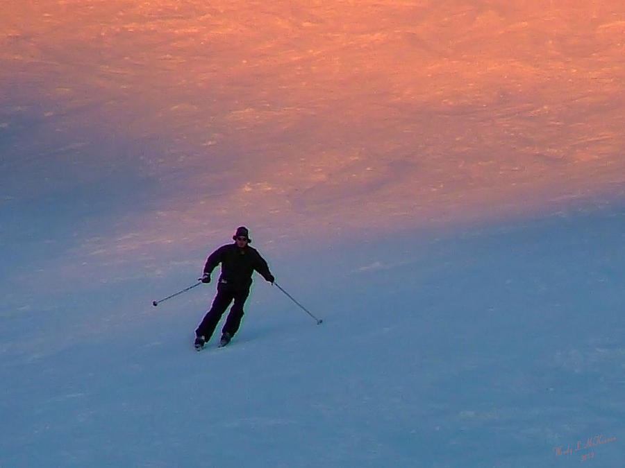 Sports Photograph - Sunset Skier by Wendy McKennon