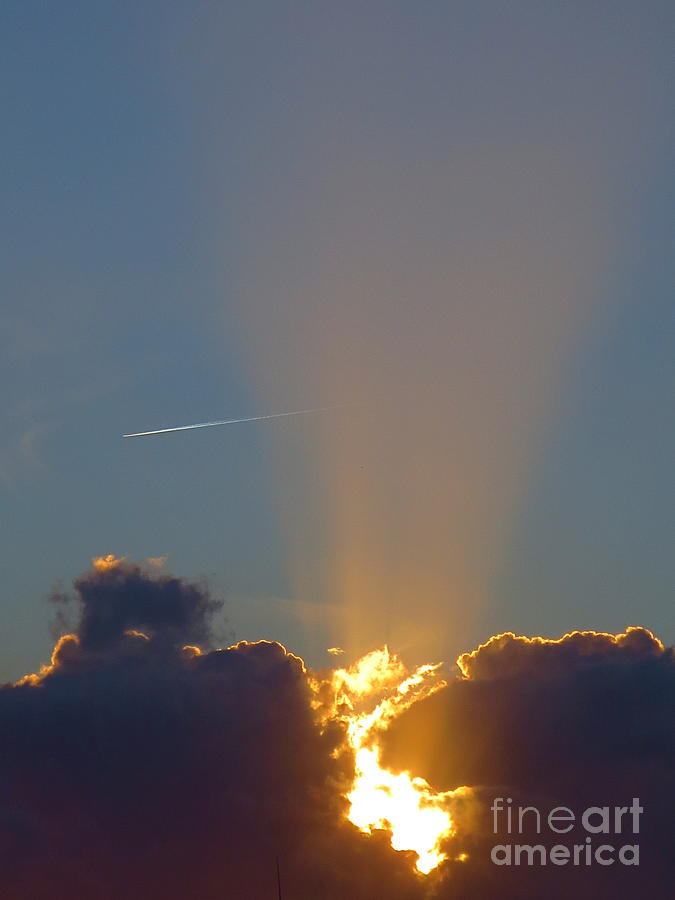 Sunset Sky Clouds with Jet Stream. Photograph by Robert Birkenes