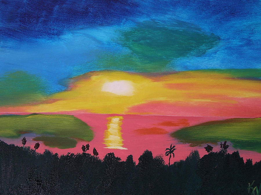 Sunset Sky Painting Painting by Karen Nicholson