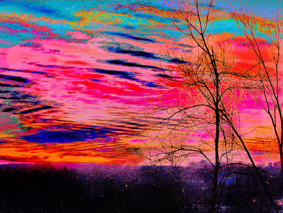 Sunset Sky Waterville Digital Art by Priscilla Batzell Expressionist Art Studio Gallery