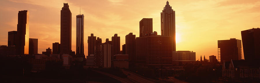 Atlanta Photograph - Sunset Skyline, Atlanta, Georgia, Usa by Panoramic Images