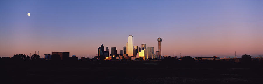 Sunset Photograph - Sunset Skyline Dallas Tx Usa by Panoramic Images