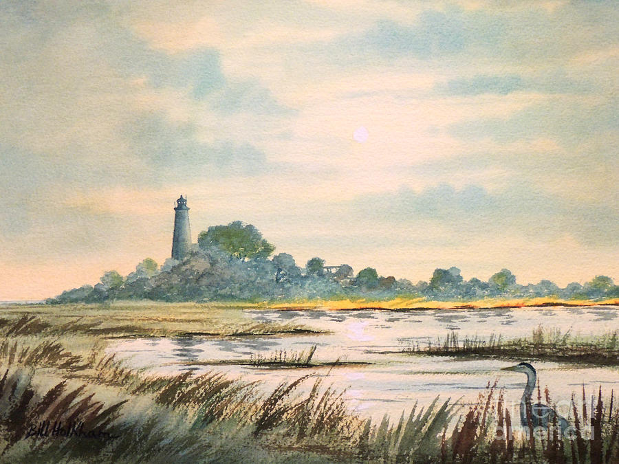 Sunset - St Marks Lighthouse Florida Painting by Bill Holkham
