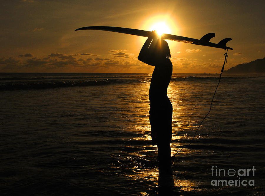 Sunset Surfer Corcovado Costa Rica Photograph by Bob Christopher