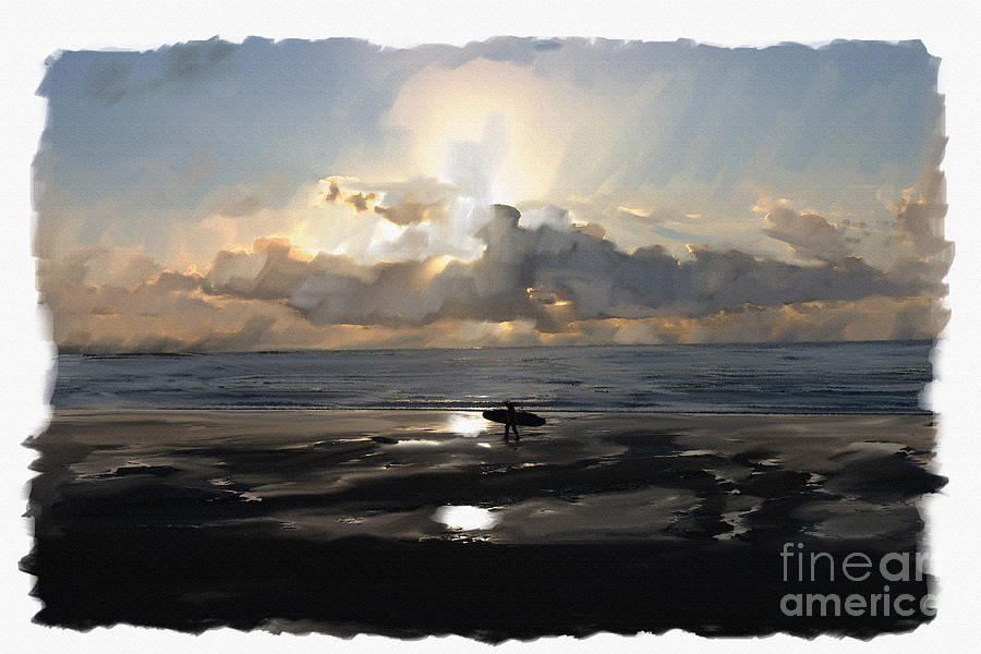 Sunset Digital Art - Sunset Surfer by Roger Lighterness