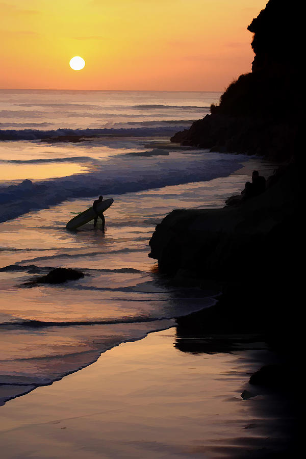 Sunset Surfer Digital Art by Photographic Art by Russel Ray Photos