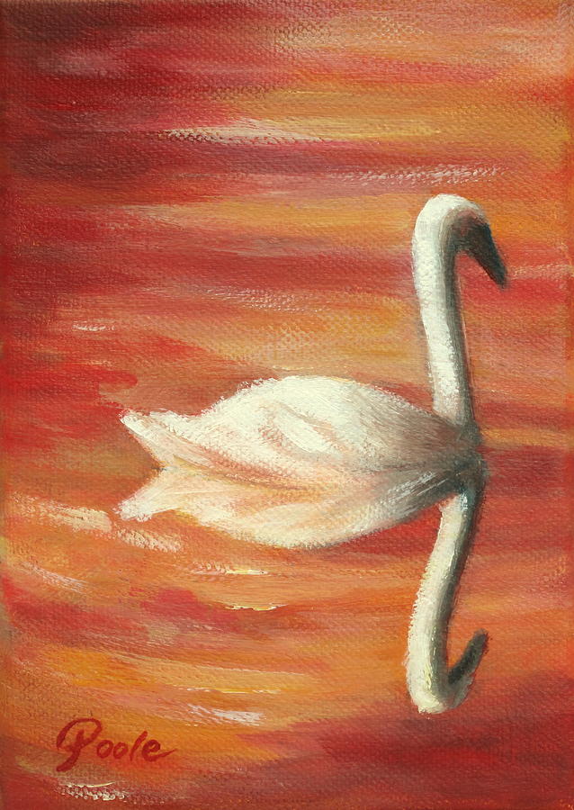 Sunset Swan Painting by Pamela Poole