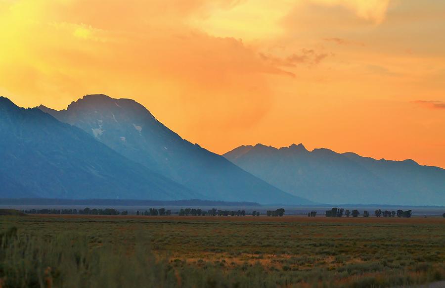 Sunset Tetons and Trees Photograph by Catie Canetti